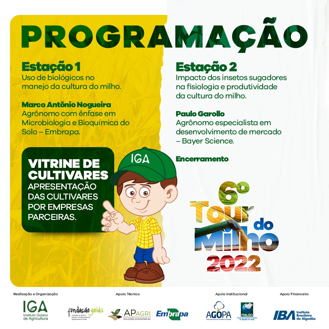 Tour do milho 2022. PROGRAMAÇÃO