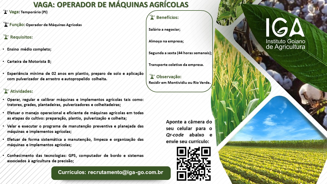 Vaga operador de máquinas agrícolas