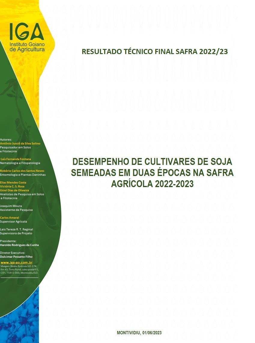 RTF DESEMPENHO DE CULTIVARES DE SOJA SEMEADAS EM DUAS ÉPOCAS NA SAFRA 22 23 5 6 23 ANTONIO